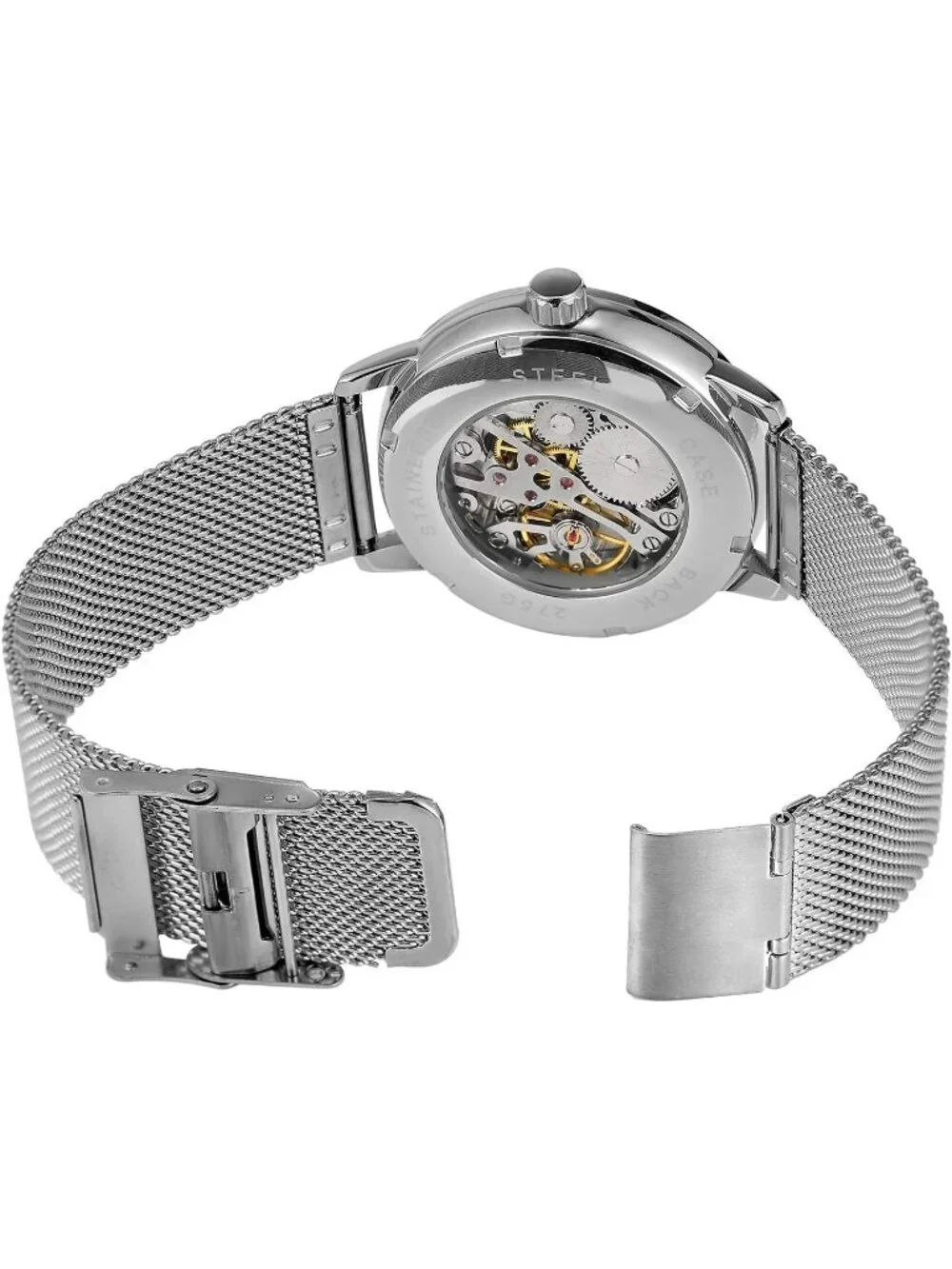 Men's Black Silver Beige Analog Sport Style Mechanical Hand-Wind Wrist Watch